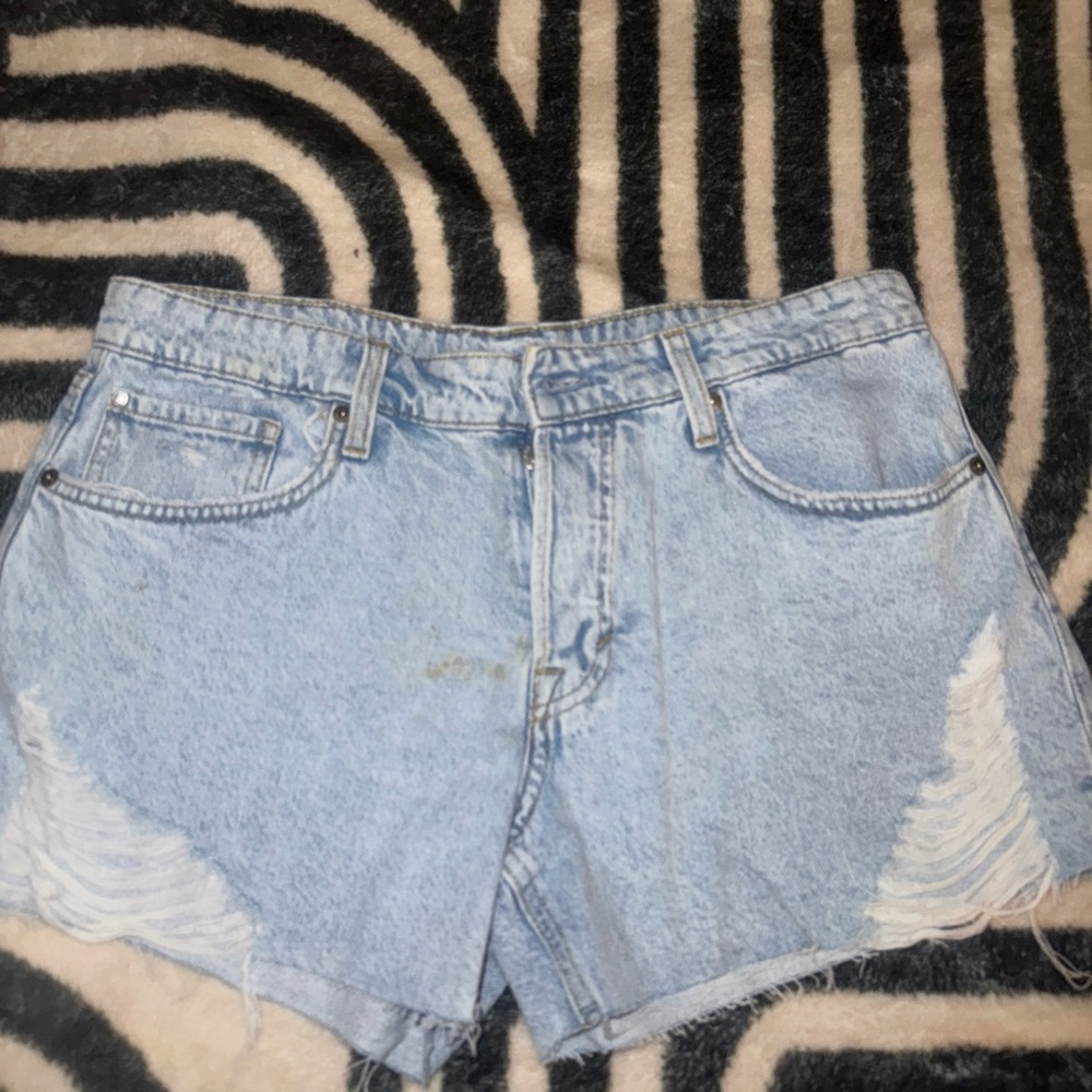 Light Blue Boho Jean Shorts